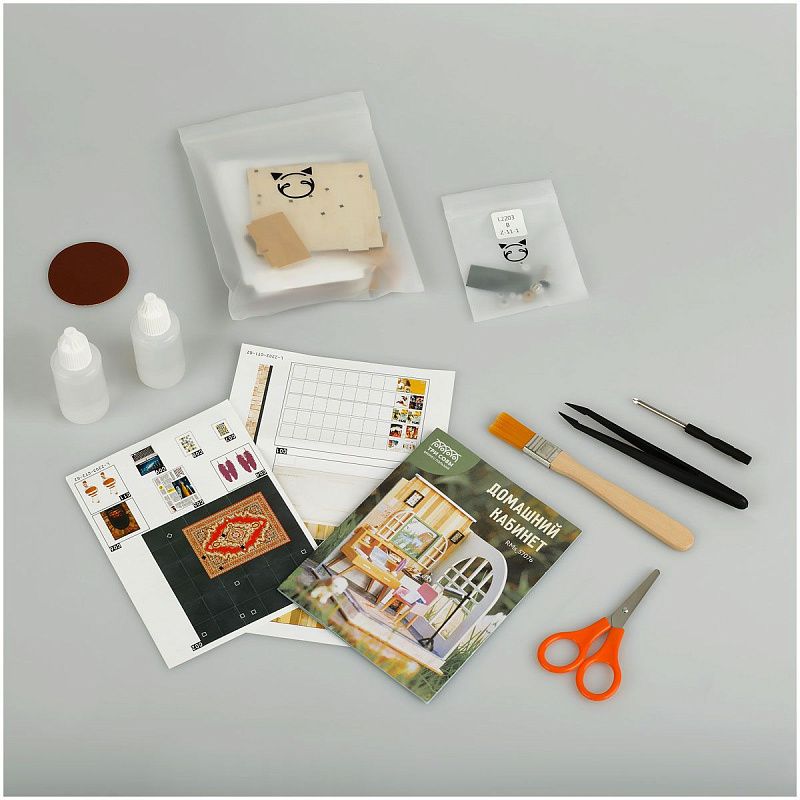 Сборная модель ТРИ СОВЫ, Румбокс "Домашний кабинет", 10*10*11,3см, картонная коробка