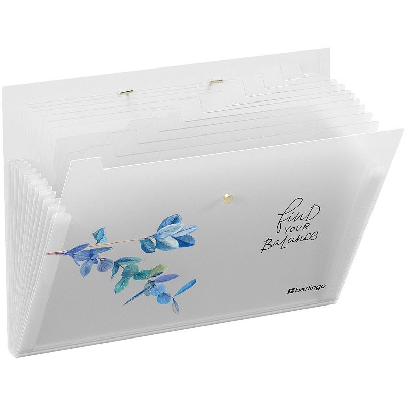 Папка 12 отделений Berlingo "Spring, А4, 600мкм, на резинке 