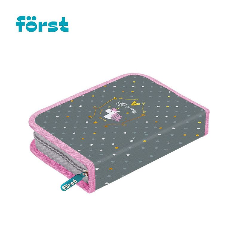 Пенал 1 отделение, 200*140*40 Först "Little princess", дополнительная откидная секция, полиэстер 