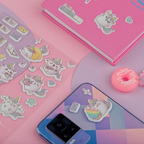Наклейки объемные MESHU "Cute unicorn", 10*23см, пакет европодвес