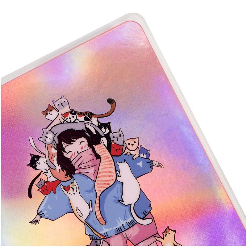 Записная книжка А5 80л., ЛАЙТ, кожзам, MESHU "My cats", съемная пластиковая обложка с дизайном, голография, блок в линию