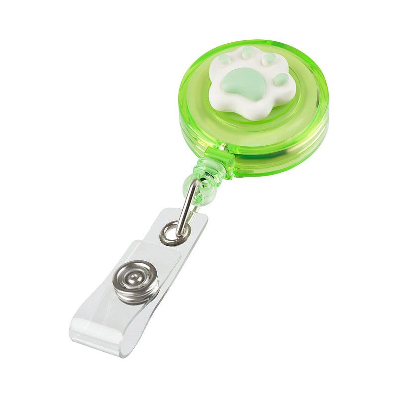 Держатель-рулетка для бейджей MESHU с топпером "Paw", 75см, петелька, клип, ассорти, блистер