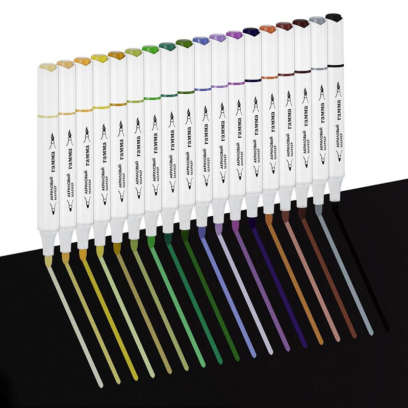 Маркеры акриловые Гамма "Классические", 36 цв., двусторонние, пластик.бокс