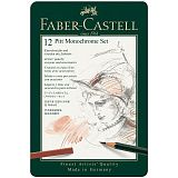 Набор художественных изделий Faber-Castell "Pitt Monochrome", 12 предметов, метал. коробка