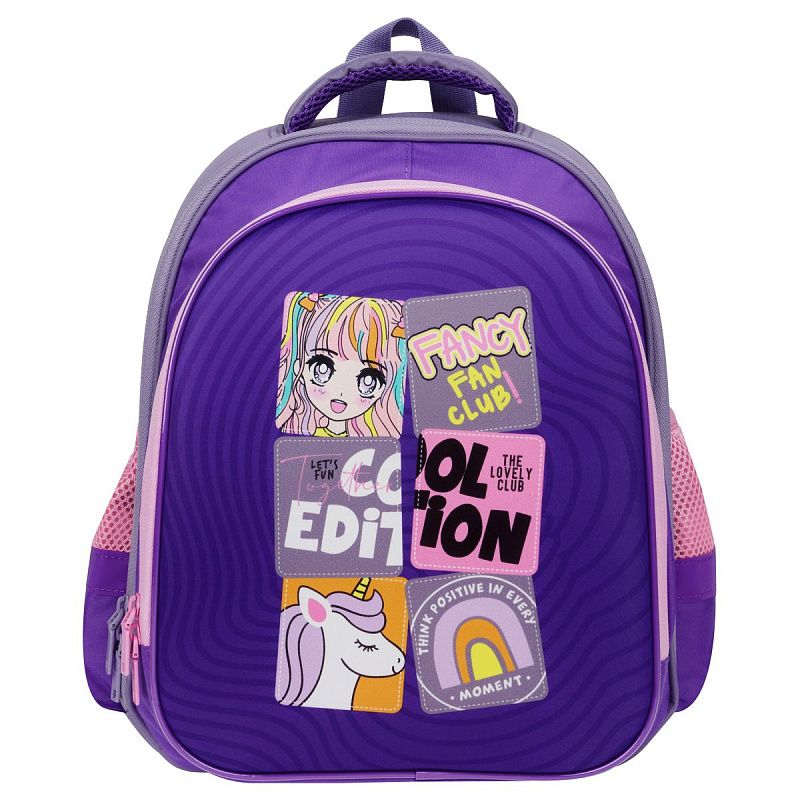 Ранец ArtSpace School Friend Light "Cool Purple" 35*29*12см, 2 отделения, 2 кармана, анатомическая спинка 