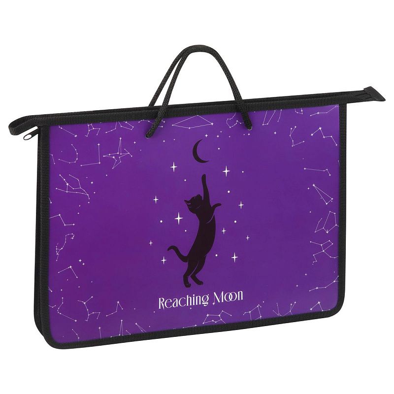 Папка с ручками А4 ArtSpace "Get the Moon", пластик, на молнии, 45мм