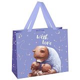 Пакет подарочный 32*26*12см MESHU "With love", отд. фольгой, матовая ламинация