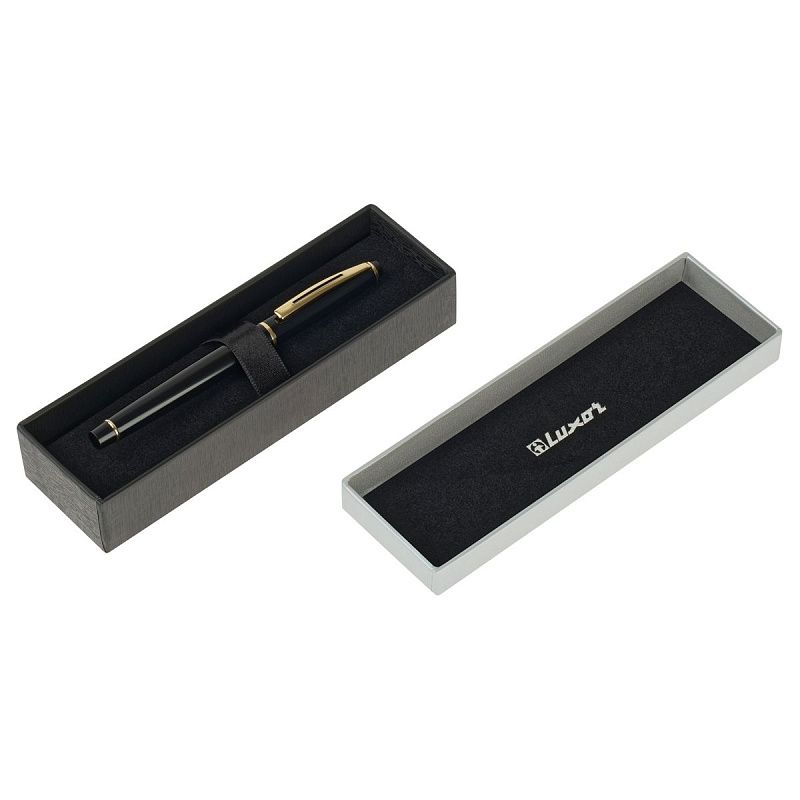 Ручка шариковая Luxor "Executive" синяя, 1,0мм, корпус черный/хром/золото, футляр 