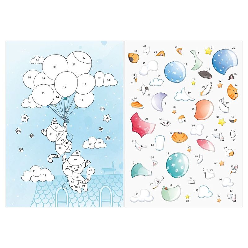 Аппликация наклейками ТРИ СОВЫ "Котики", А4, 1 основа, объемные наклейки, картонный конверт