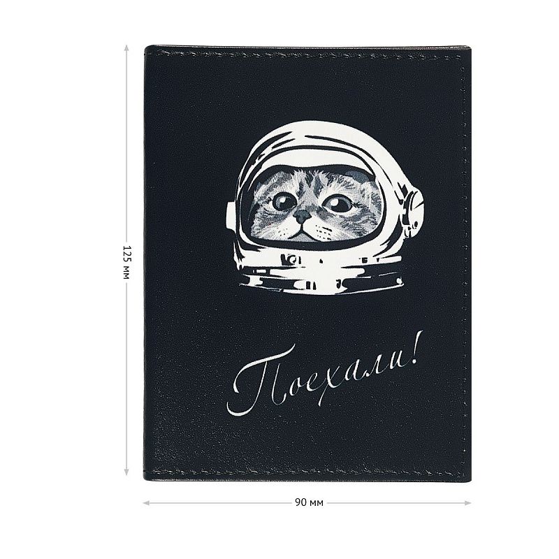 Обложка для автодокументов OfficeSpace "Поехали", натур. кожа 