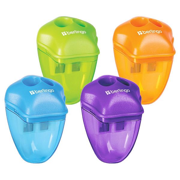 Точилка пластиковая Berlingo "Spike XL" 2 отверстия, контейнер, ассорти, дисплей