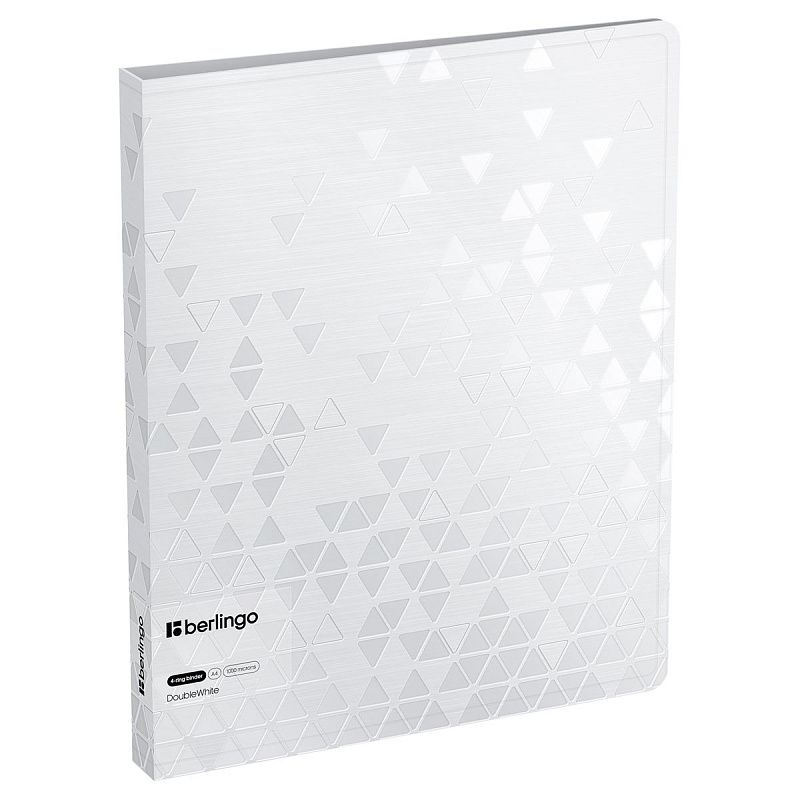 Папка на 4 кольцах Berlingo "DoubleWhite", 24мм, 1000мкм, белая, D-кольца, с внутр. карманом