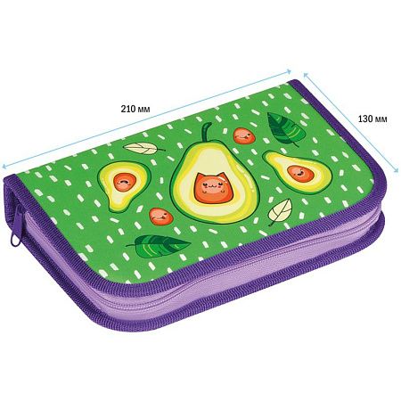 Пенал 1 отделение, 210*130 ArtSpace "Avocado", две откидные секции, ткань 