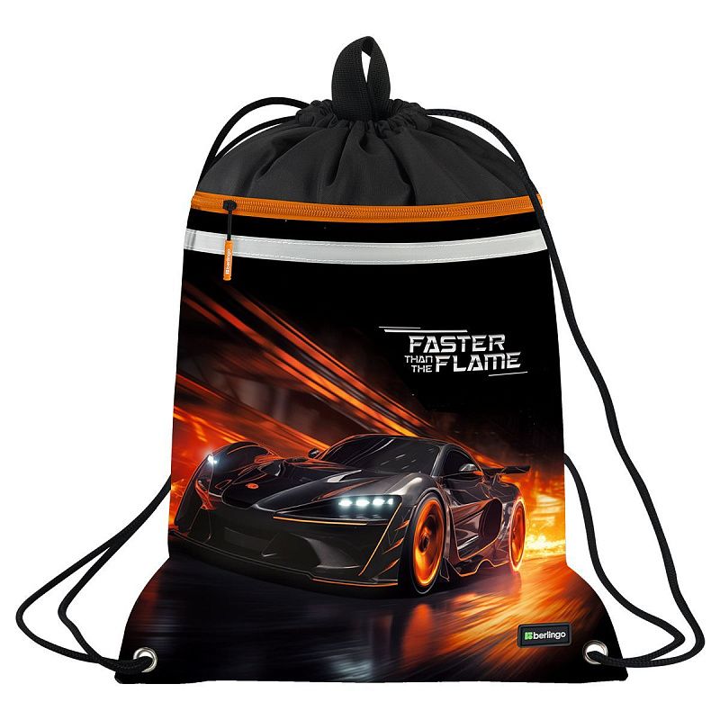 Мешок для обуви 1 отделение Berlingo "Faster Than The Flame", 360*460мм, вентиляционная сеточка , светоотражающая лента, карман на молнии