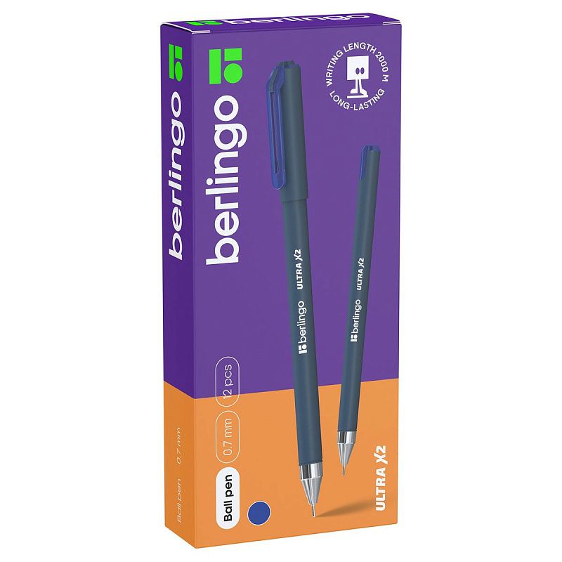 Ручка шариковая Berlingo "Ultra X2" синяя, 0,7мм, игольчатый стержень 