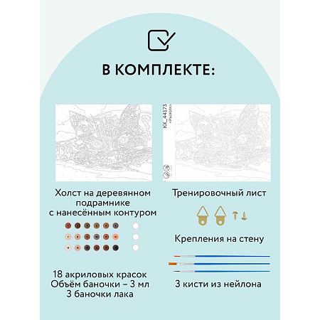 Картина по номерам на холсте ТРИ СОВЫ "Рыжик", 40*50, с акриловыми красками и кистями