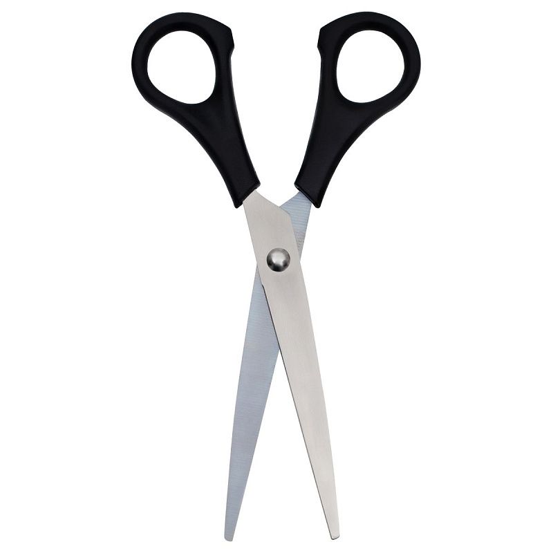 Ножницы OfficeSpace 16,2см, черные ручки, ПВХ чехол с европодвесом