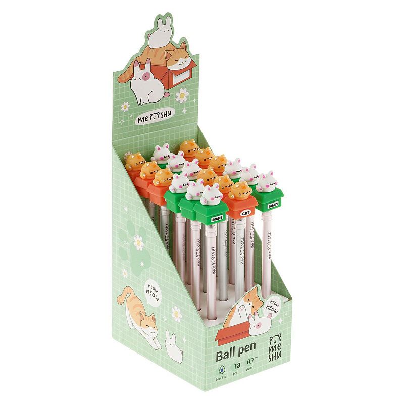 Ручка шариковая MESHU "Friends Box" синяя, 0,7мм, корпус ассорти 