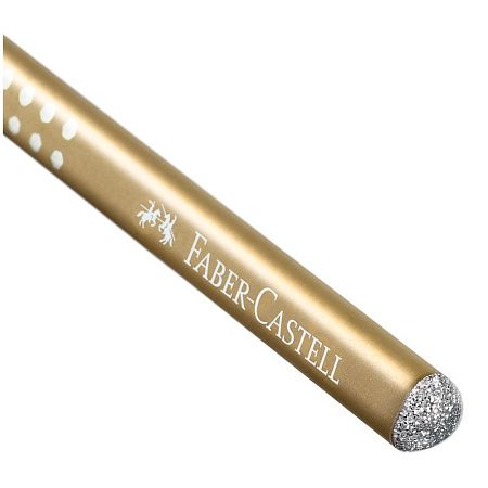 Карандаш ч/г Faber-Castell "Sparkle" B, трехгранный, заточен., золотой 
