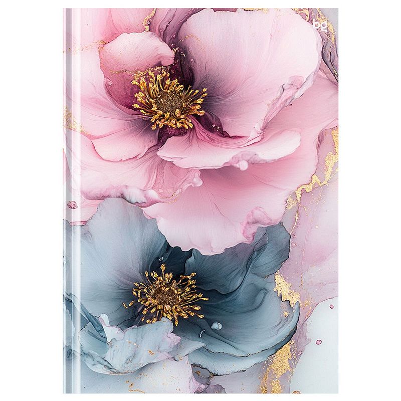 Бизнес-блокнот А5, 64л., евроформат, BG "Нежный цветок", матовая ламинация, блестки