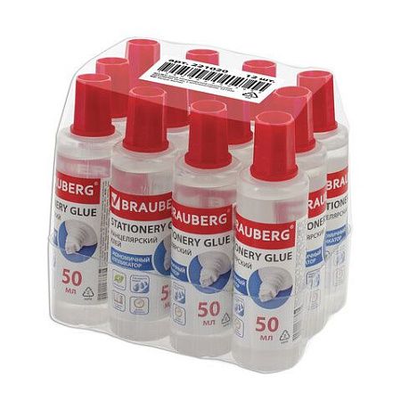 Клей канцелярский жидкий BRAUBERG, 50 мл, с аппликатором, 221020