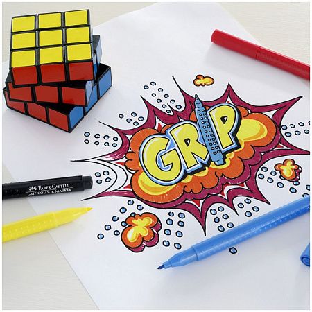 Фломастеры Faber-Castell "Grip", 20цв., трехгранные, смываемые, пластик. уп., европодвес