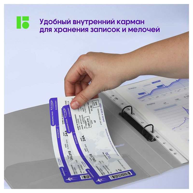 Папка на 2 кольцах Berlingo "Metallic", 24мм, 1000мкм, серебряный металлик, D-кольца, с внутр. карманом 