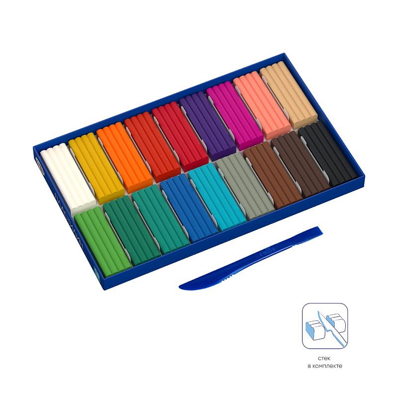 Пластилин Гамма "Классический", 18 цветов, 360г, со стеком, картон. упаковка