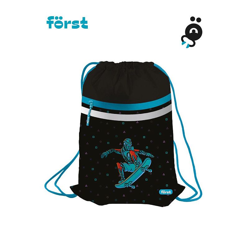 Мешок для обуви 1 отделение Först "Neo skater", 350*460мм, вентиляционная сеточка, светоотражающая лента, карман на молнии 