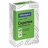 Скрепки 28мм, OfficeSpace, 100шт., оцинкованные, карт. упаковка