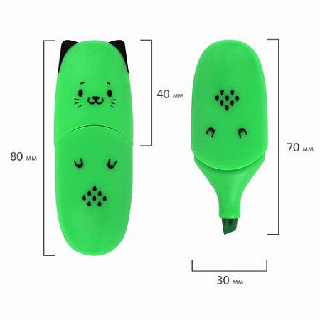 Набор текстовыделителей мини 6 ЦВЕТОВ BRAUBERG KIDS "CUTE CATS NEON", линия 1-5 мм, 152435 