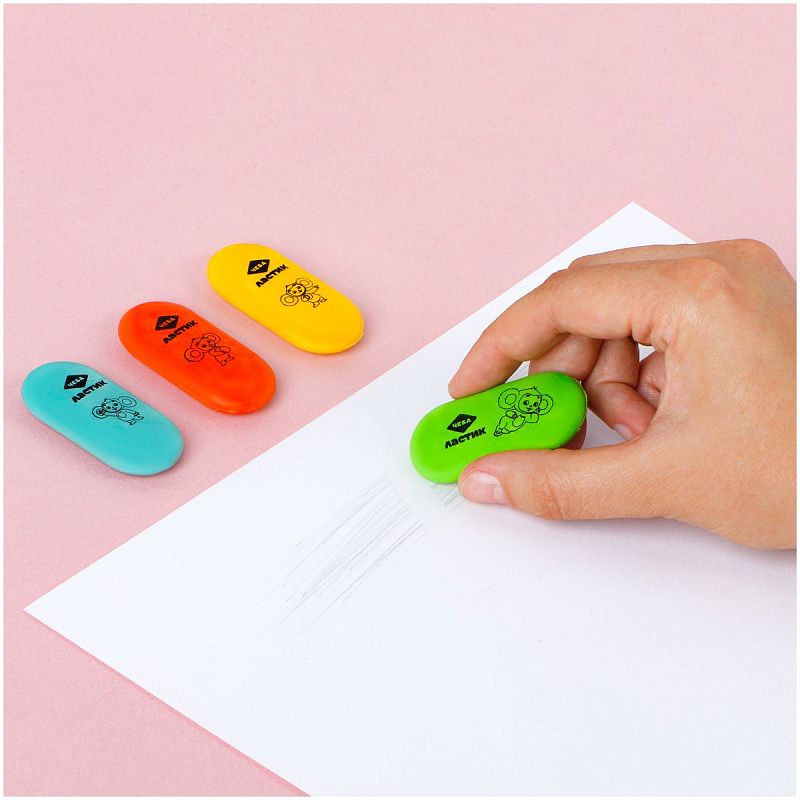 Ластик Мульти-Пульти "Чебурашка", овальный, термопластичная резина, 60*28*12мм 