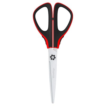Ножницы Berlingo "Easycut 300", 19см, красные, мягкие вставки, европодвес