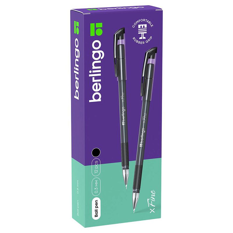Ручка шариковая Berlingo "xFine" черная, 0,3мм, грип 