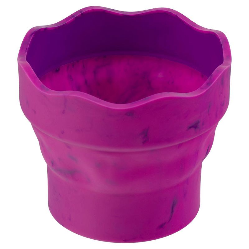 Стакан для воды Faber-Castell "Clic&Go", складной, розовый мрамор