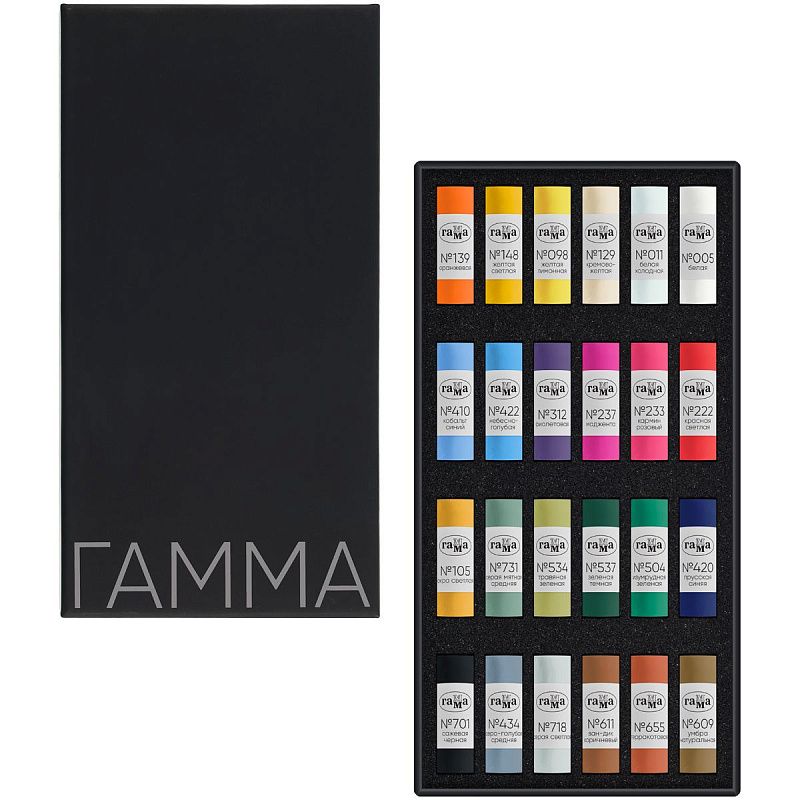 Пастель художественная Гамма, 24 цвета, картон. упак.
