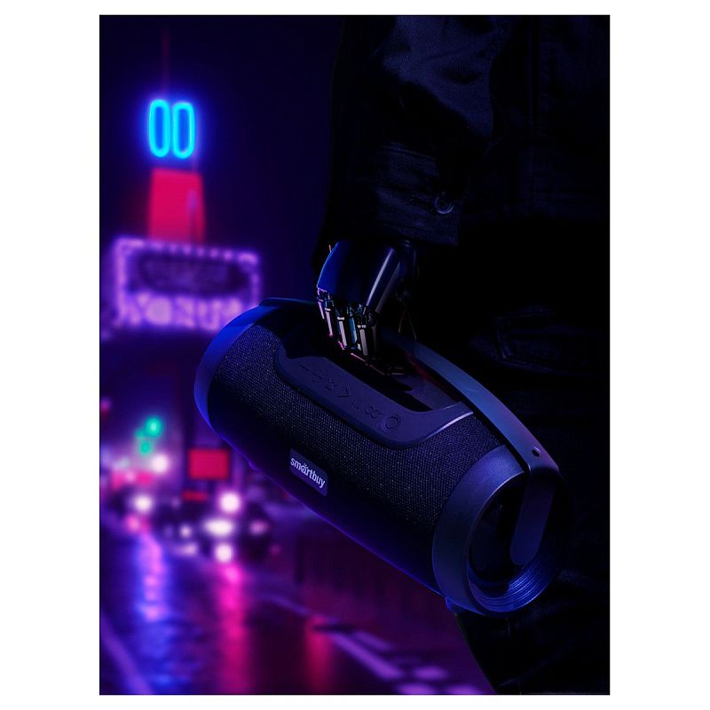 Колонка портативная Smartbuy COMMANDER, 80Вт, Bluetooth, MP3, FM-радио, подсветка, micro SD, черный