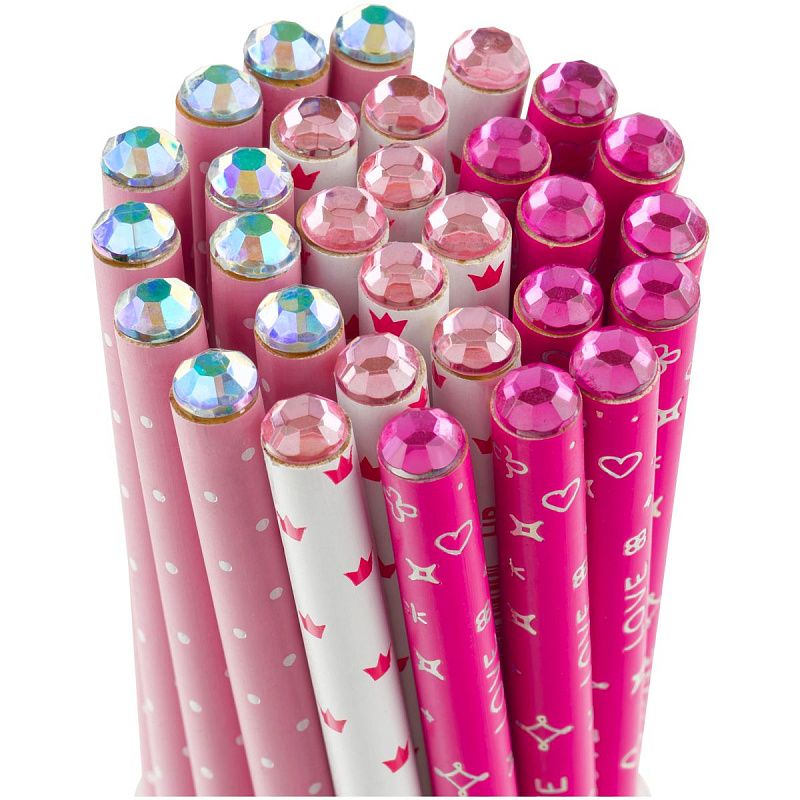 Карандаш ч/г MESHU "Sweet girl", HB, заточен., c фольгированием, стразы на топе, без ластика, ассорти, туба 