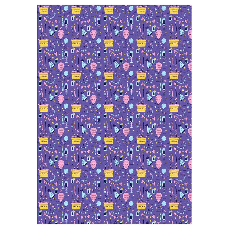 Упаковочная бумага глянц. 70*100см, MESHU "Birthday mood", 80 г/м2, ассорти, 5 дизайнов