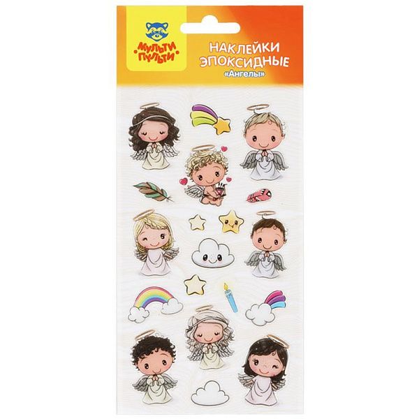 Наклейки гелевые Мульти-Пульти "Ангелы", 10*22см, 19 наклеек, инд. уп., европодвес