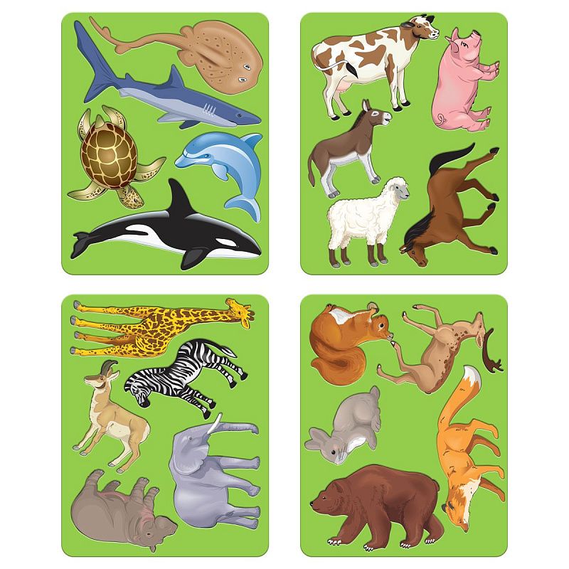 Набор трафаретов-раскрасок СТАММ "Животные", 4шт. 