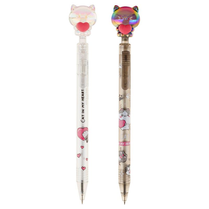 Ручка шариковая автоматическая MESHU "Cats Lovers" синяя, 0,7мм, корпус ассорти 