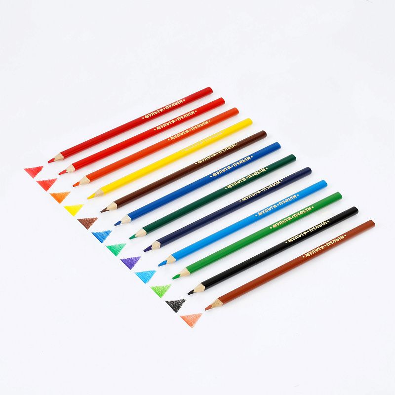 Карандаши цветные Мульти-Пульти "Енот в Испании", 12цв., трехгран., заточен., картон, европодвес