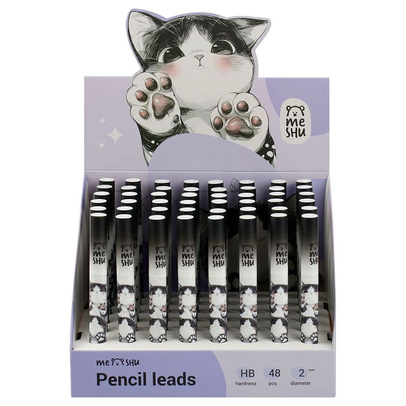 Грифели для механических карандашей MESHU, 6шт., 2,0мм, HB 