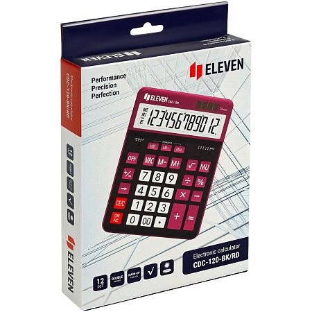 Калькулятор настольный Eleven CDC-120-BK/RD, 12 разрядов, двойное питание, 155*206*38мм, черный/красный