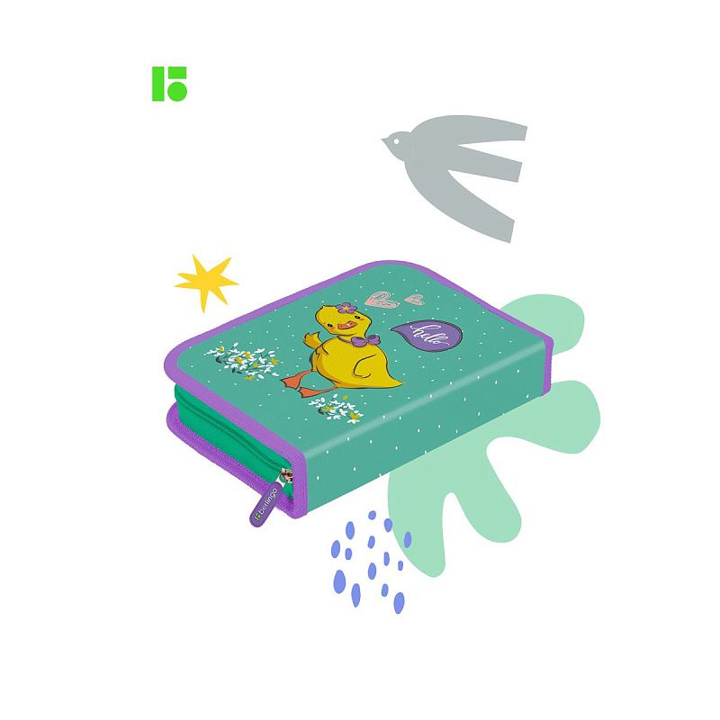 Пенал 1 отделение, 200*140*40 Berlingo "Hello", дополнительная откидная секция, полиэстер 