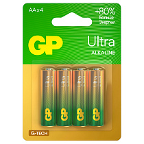 Батарейка GP Ultra G-Tech AA (LR6) 15AU алкалиновая, BC4