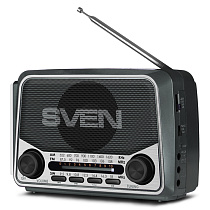 Портативная акустическая система Sven SRP-525, 3W, FM/AM/SW, USB, microSD, фонарь, серый