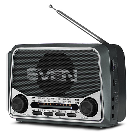 Портативная акустическая система Sven SRP-525, 3W, FM/AM/SW, USB, microSD, фонарь, серый