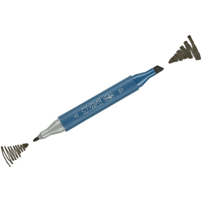 Маркер двусторонний для скетчинга Гамма "Студия", оливковый темный, корпус трехгранный, пулевид./клиновид. наконечники